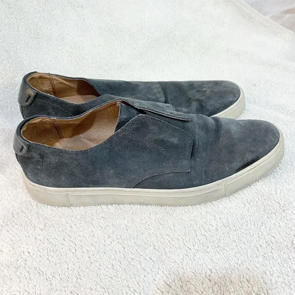 Frye 1863 Mens Gray Slip On Casual Shoes Lace 11 Suede Almond Toe Oxford Preppy